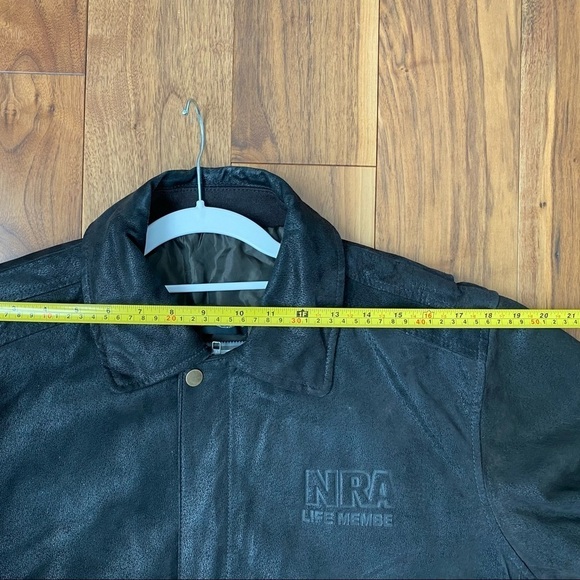 Burk's Bay NRA Life Member Leather Genuine Bomber Jacket Mens size L - Picture 13 of 13